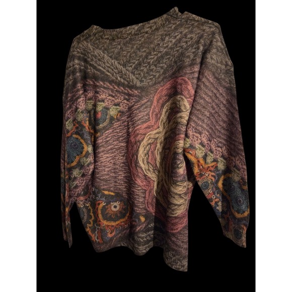 Bohemian V-Neck Sweater, Long Sleeve Top  Size Large/Extra Large Beautiful Color - Picture 4 of 7